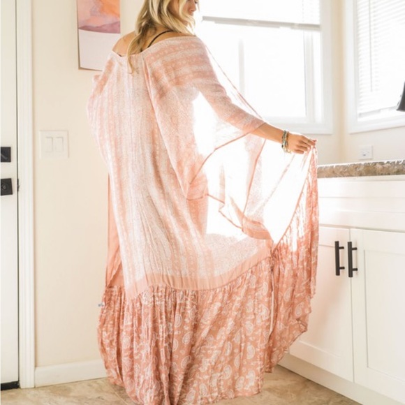 2. LAST 1! MAXI EXTRA Long Flowy Prairie Oversize Bohemian Paisley Kimono - Picture 4 of 6